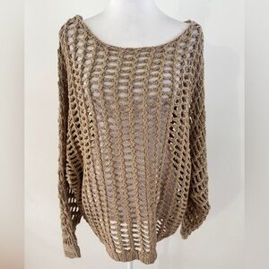 New! LOVELO tan Crochet Beach Sweater cover up medium